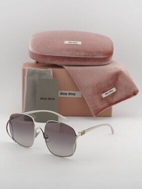 Miu Miu MU A57S 1BC30S Square Sunglasses – Gold / Grey Gradient